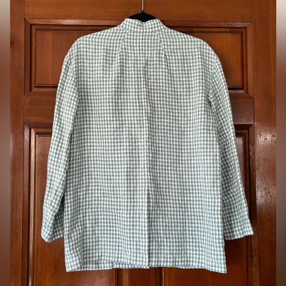 Madewell Linen Collarless Blazer in Gingham Check - Picture 2 of 15